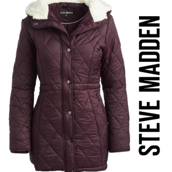 Steve Madden Jackets & Blazers - NWT STEVE MADDEN Sherpa Trim Quilted Anorak